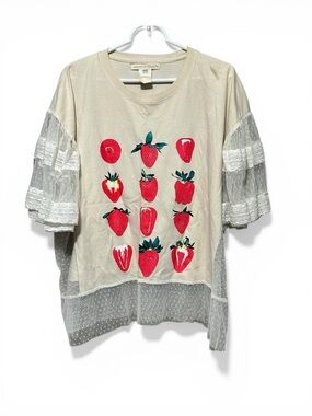Free People x Tricia Fix Lacey Strawberry Shirt – One Size – Festival Vibes